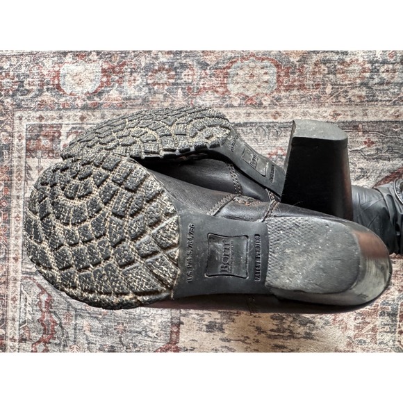 Born Womens Black Brown Leather Knee Tall Riding Boots Strap Heel Buckle Sz 7.5 - Picture 13 of 16